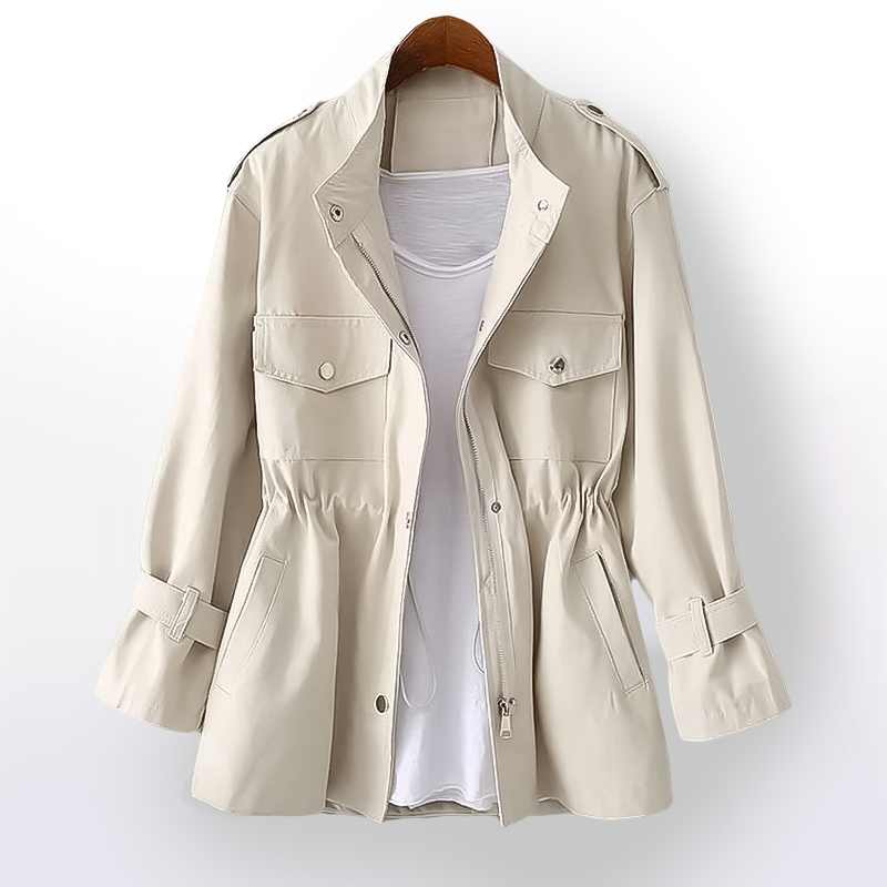 Cerelia - Women's Trench Coat Stylish Casual Look with Luxurious Cotton Blend and Refined Details