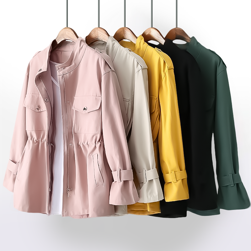 Cerelia - Women's Trench Coat Stylish Casual Look with Luxurious Cotton Blend and Refined Details