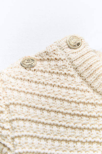 Old Money Crop Knit Woolen Sweater