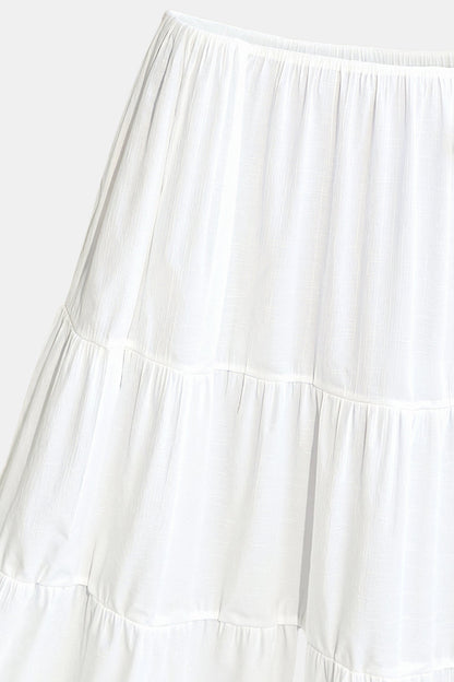 Old Money Solid Ruffle Hem Tie Skirt