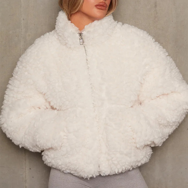 Delphi - Winter Lamb Wool Short Coat For Women