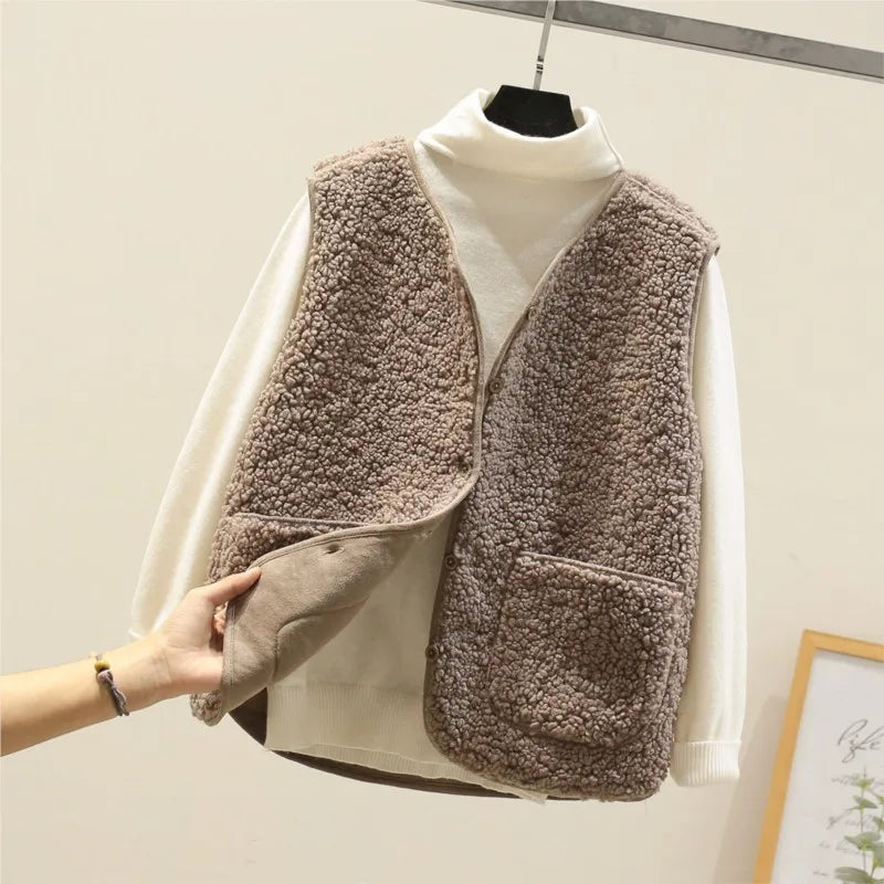 Diana - Loose Casual Sleeveless Wool Vest Top