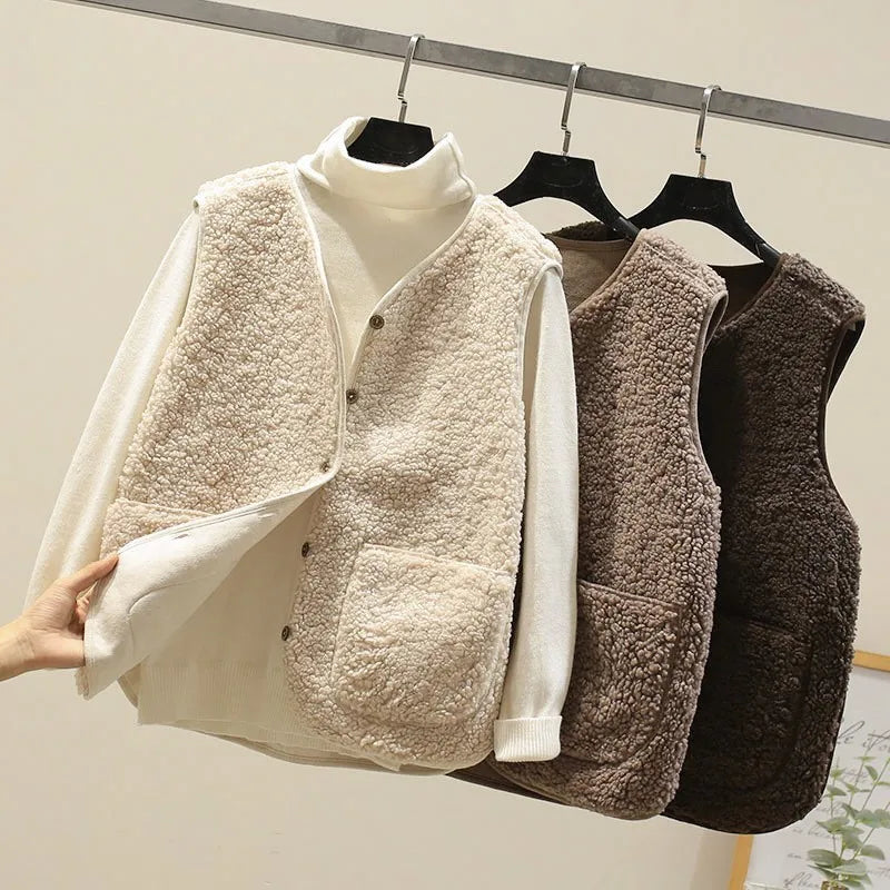 Diana - Loose Casual Sleeveless Wool Vest Top