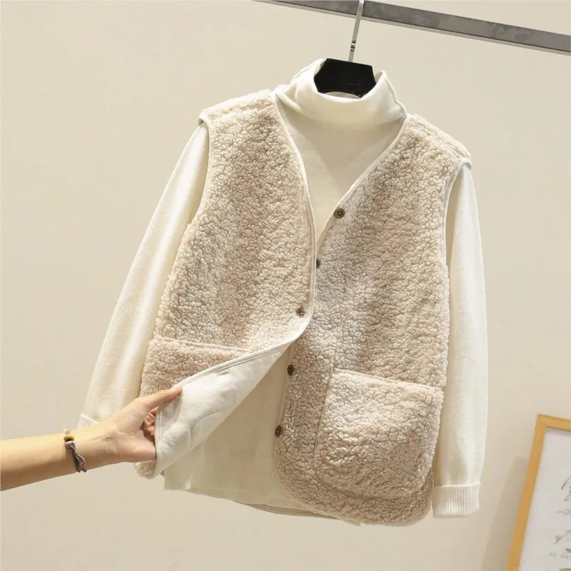 Diana - Loose Casual Sleeveless Wool Vest Top